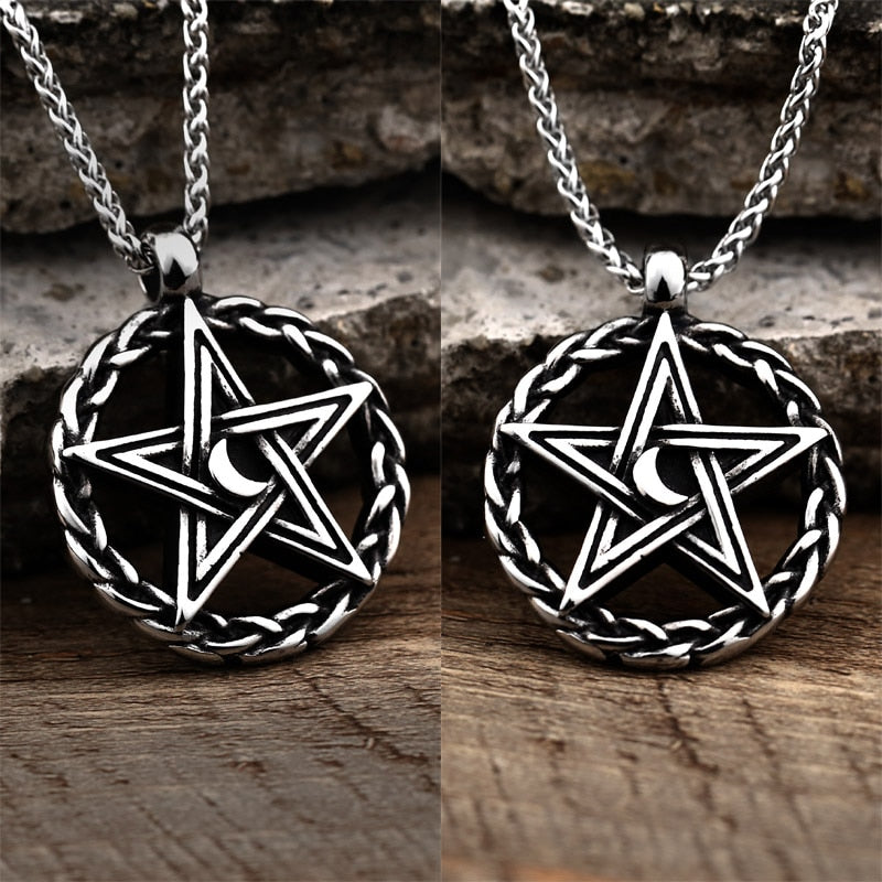 Stainless Steel Moon Star Pentagram Hexagon Pendants Pendant necklaces women Man With charms Pentacle david of star jewelry