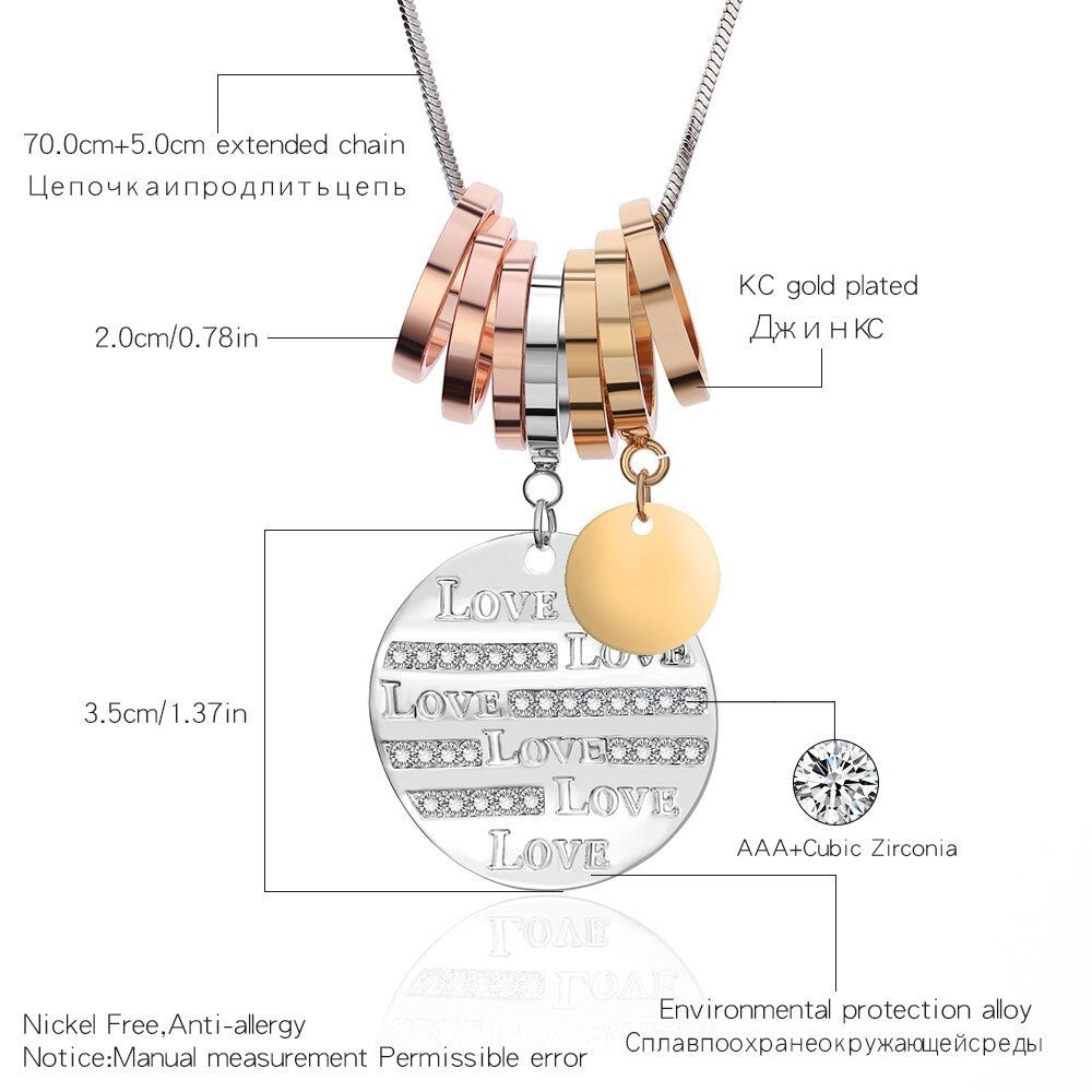 Stainless Steel Multi Circles Pendant Necklace for Women Bohemian Silver Color Sweater Long Necklaces Jewelry 2022 Gifts