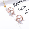 Stainless Steel Multi-Star Hoop Earrings For Women Classic Gold Color Crystal Five-pointed Star Earrings Jewelry Gift