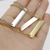 Stainless Steel Name Bar Plate Pendant Necklace Engrave Word Letters Jewelry
