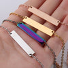 Stainless Steel Name Bar Plate Pendant Necklace Engrave Word Letters Jewelry