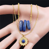 Stainless Steel Natural Stone Blue Tendon Necklace Charm Bohemia Flower Necklace Women Jewelry collar piedras naturales NY42S04