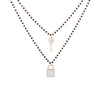 Stainless Steel Neckalce for Women Key Lock Pendant Double Layer Black Crystal Beaded Chain Choker Necklace Girls Party Jewelry