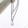 Stainless Steel Neckalce for Women Key Lock Pendant Double Layer Black Crystal Beaded Chain Choker Necklace Girls Party Jewelry