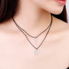 Stainless Steel Neckalce for Women Key Lock Pendant Double Layer Black Crystal Beaded Chain Choker Necklace Girls Party Jewelry