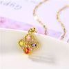 Stainless Steel Necklace Female Color Flower Pendant Female Four-leaf Flower Zircon Pendant Golden Clavicle Chain Girls for Gift