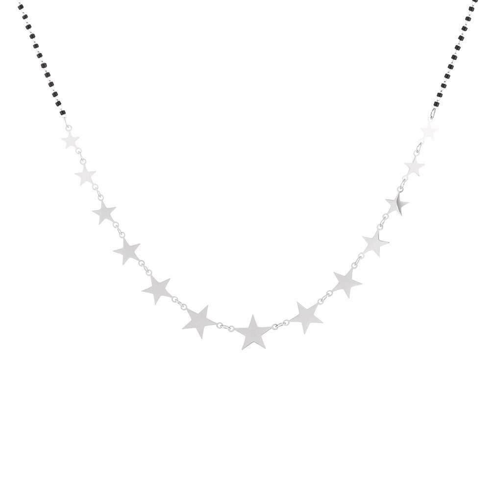 Stainless Steel Necklace For Woman Charms Multi-Star Black Beaded Chain Choker Neckalce For Women Accessories Friend Gifts