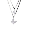 Stainless Steel Necklace For Women Crystal Butterfly Pendant Double-layer Black Beaded Chain Choker Necklace For Women Jewelry