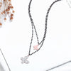 Stainless Steel Necklace For Women Crystal Butterfly Pendant Double-layer Black Beaded Chain Choker Necklace For Women Jewelry