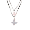 Stainless Steel Necklace For Women Crystal Butterfly Pendant Double-layer Black Beaded Chain Choker Necklace For Women Jewelry