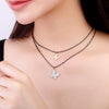Stainless Steel Necklace For Women Crystal Butterfly Pendant Double-layer Black Beaded Chain Choker Necklace For Women Jewelry
