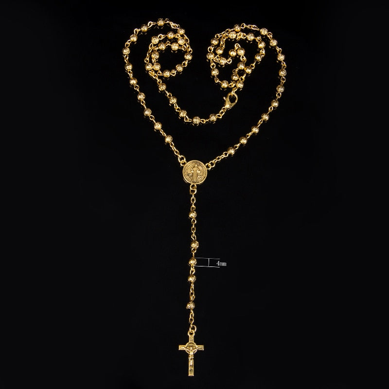 Stainless Steel Necklace, Little rose Rosary Lady Jewelry virgin Mary Rosary Necklace Lady Jewelry Necklace Jesus Cross Necklace