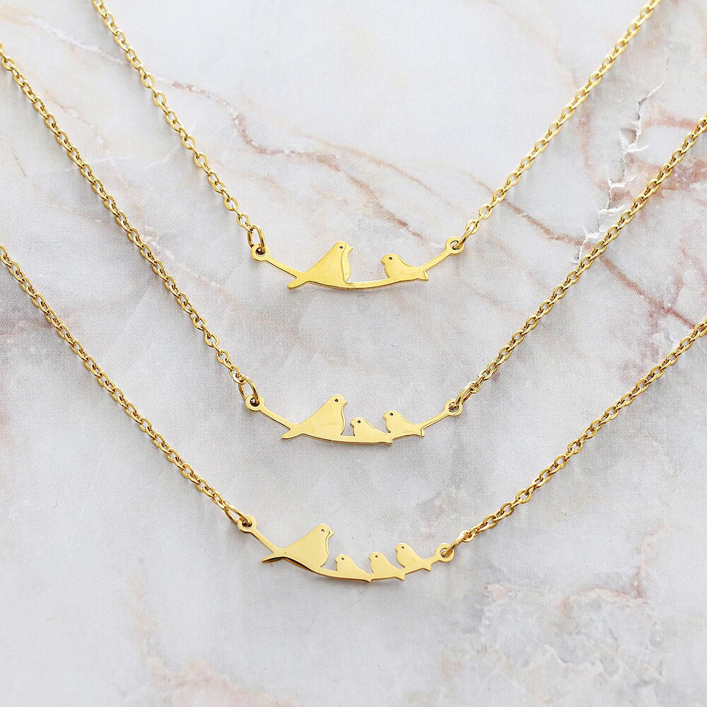 Stainless Steel Necklaces Animal Birds Couple Pendant Chain Charm Collar Necklace For Women Jewelry Party Friends Gifts