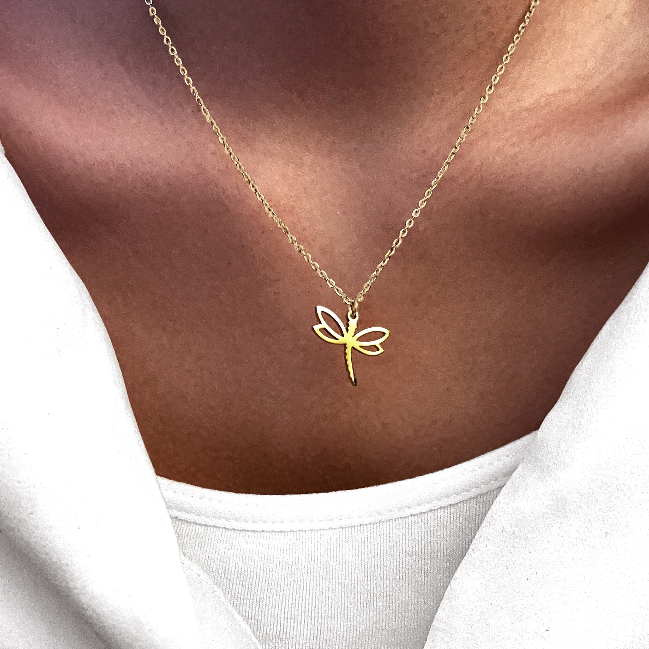 Stainless Steel Necklaces Big Winged Dragonfly Pendants Chain Choker Jewellery Necklace For Women Jewelry Wedding Gifts