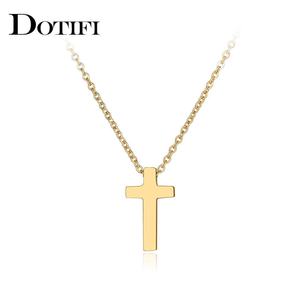 Stainless Steel Necklaces Cross Jesus Classic Small Style Men Chain Necklace For Women Jewelry Collar Pendant Friends