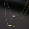 Stainless Steel Necklaces Multilayer Style Pearl "V" Simple Geometry Necklace For Women Jewelry Party Friends Gifts 2021
