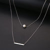 Stainless Steel Necklaces Multilayer Style Pearl "V" Simple Geometry Necklace For Women Jewelry Party Friends Gifts 2021