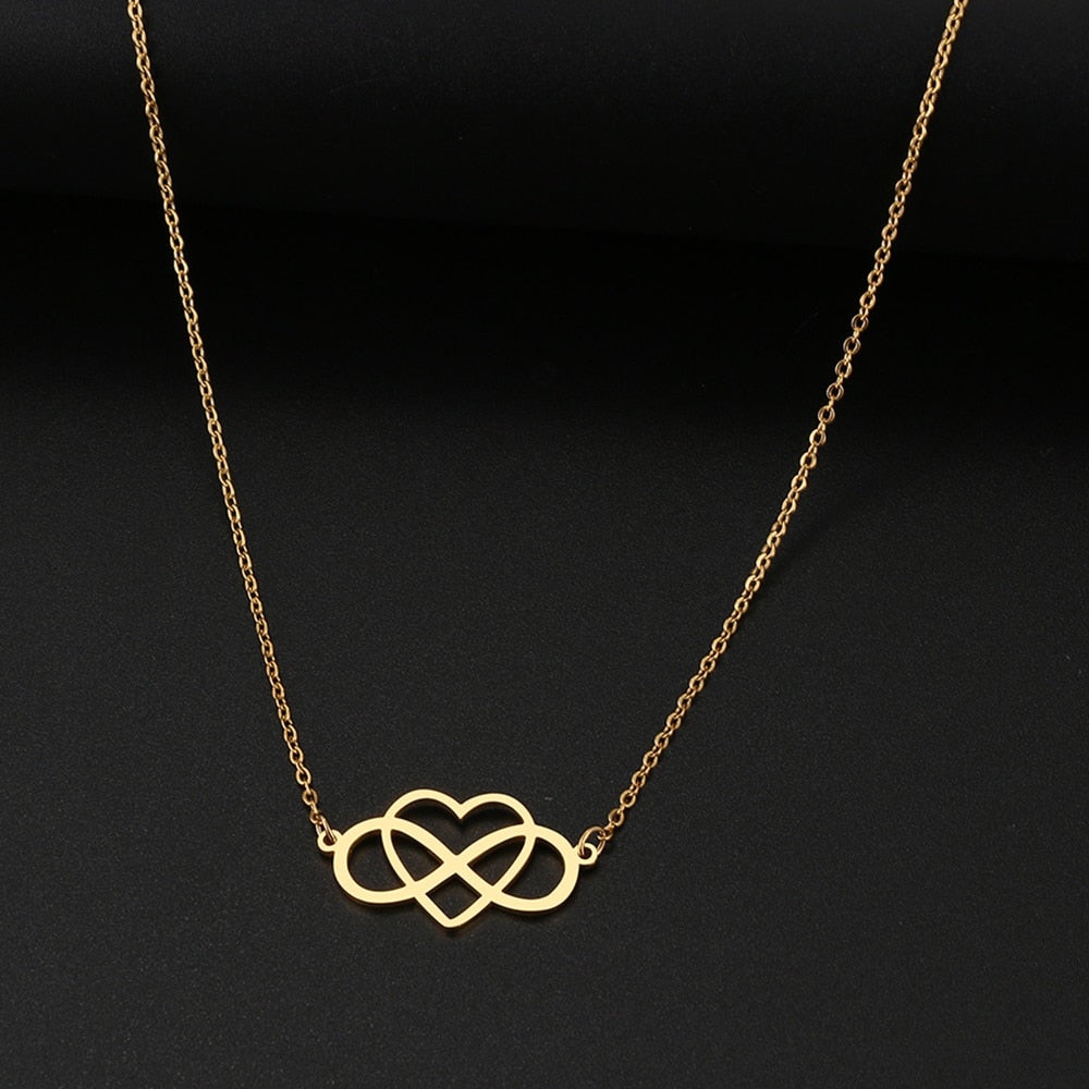 Stainless Steel Necklaces Heart Infinity Symbol Pendant Chain Choker Necklace For Women Jewelry Party Gifts One Piece