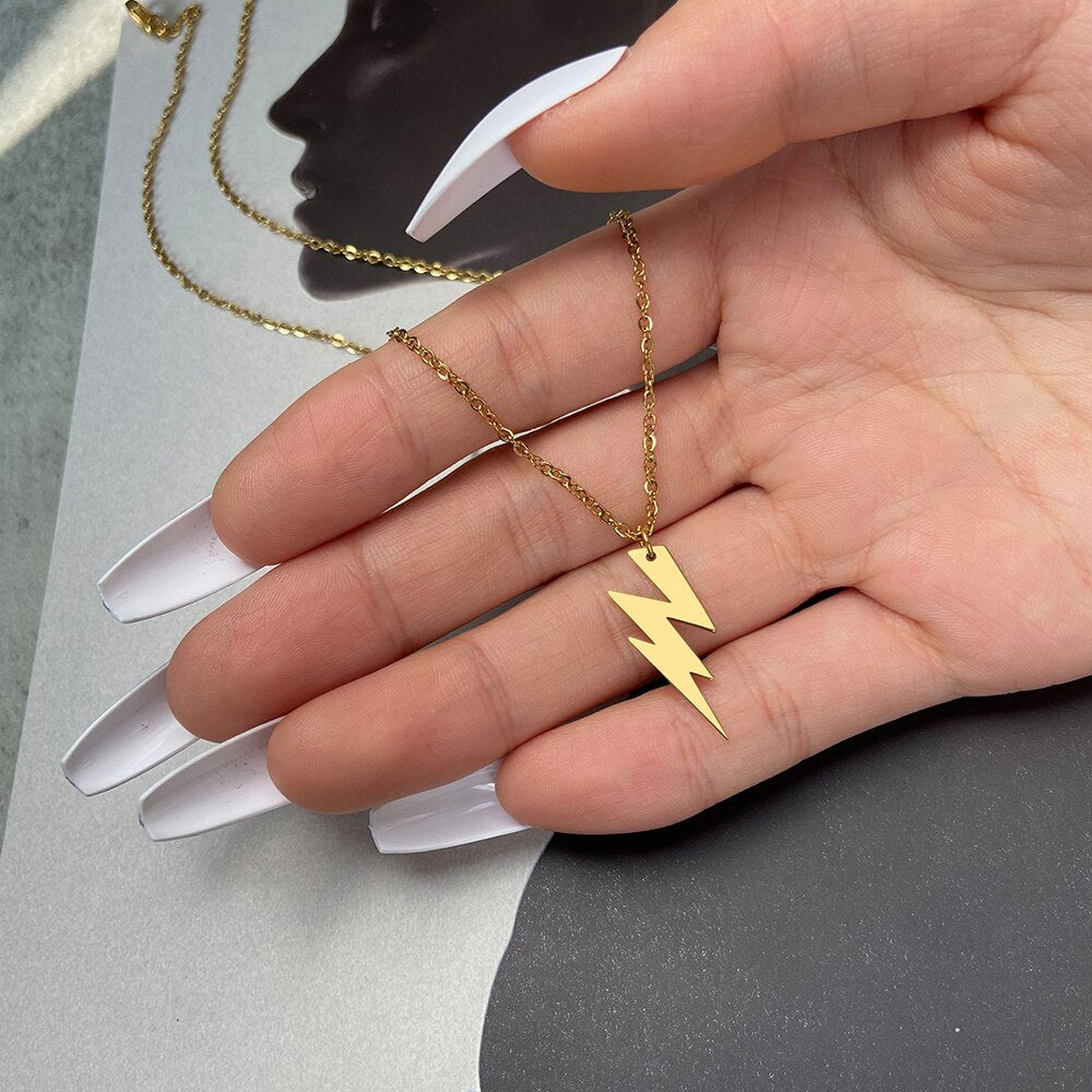 Stainless Steel Necklaces Hip-hop Style Lightning Pendant Collar Chain Necklace For Women Men Jewelry Party Friend Gifts