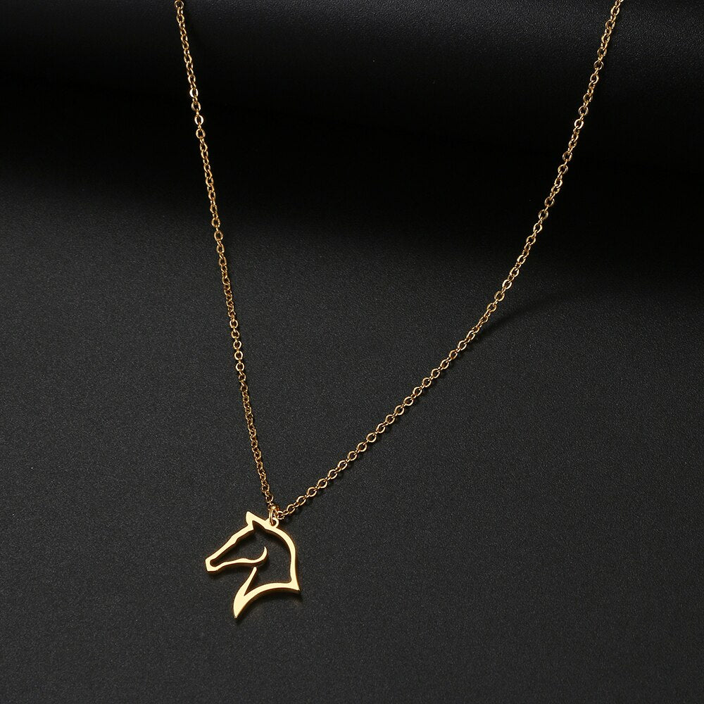 Stainless Steel Necklaces Horse Gift For Horseback Riders Cute Outline Pendant Chain Necklace For Women Jewelry Girls Gift