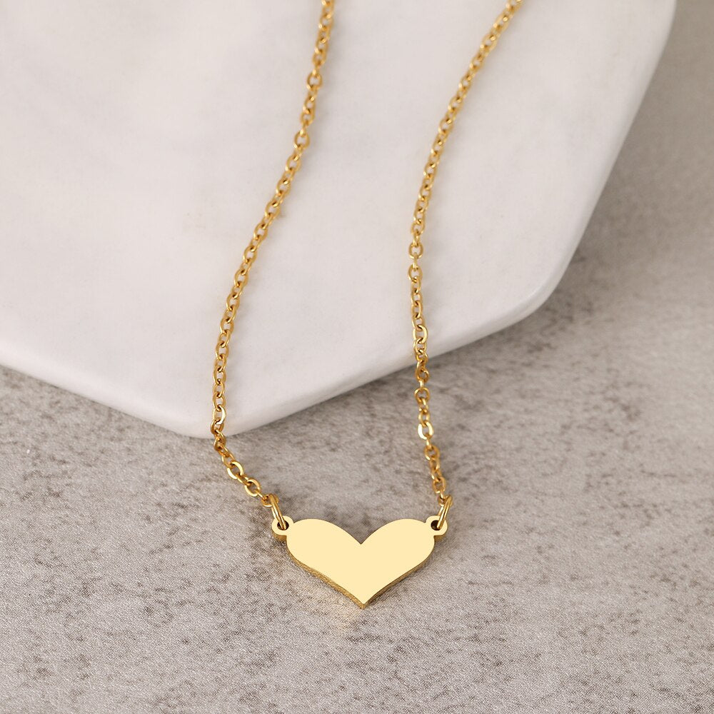 Stainless Steel Necklaces Korean Sweet Love Heart Necklace Pendant Chain Collar Necklace For Women Jewelry Party Gifts