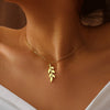 Stainless Steel Necklaces Simple Leaf Amulet Pendant Choker Chain Necklace For Women Jewelry Party Girls Friends Gifts