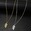 Stainless Steel Necklaces Simple Leaf Amulet Pendant Choker Chain Necklace For Women Jewelry Party Girls Friends Gifts