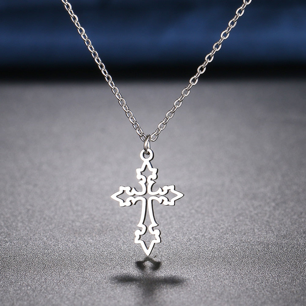 Stainless Steel Necklaces Vintage Cross Pendants Chain Choker Jewellery Necklace For Women Jewelry Goth Party Gifts NEW