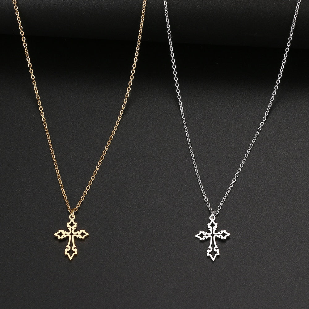 Stainless Steel Necklaces Vintage Cross Pendants Chain Choker Jewellery Necklace For Women Jewelry Goth Party Gifts NEW