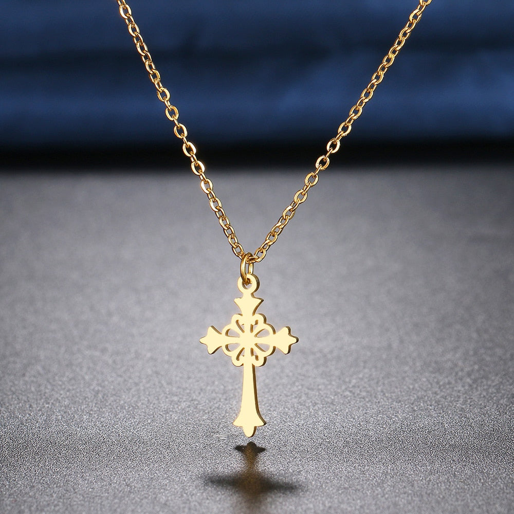 Stainless Steel Necklaces Vintage Style Cross Pendants Chain Choker Jewellery Necklace For Women Jewelry Wedding Gifts