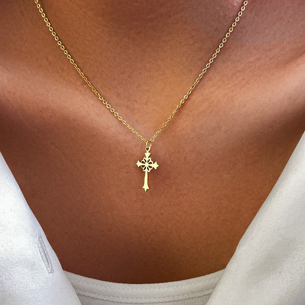Stainless Steel Necklaces Vintage Style Cross Pendants Chain Choker Jewellery Necklace For Women Jewelry Wedding Gifts