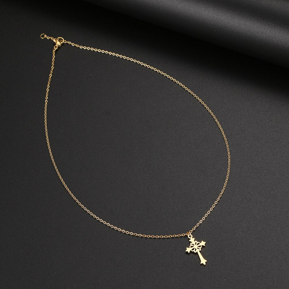 Stainless Steel Necklaces Vintage Style Cross Pendants Chain Choker Jewellery Necklace For Women Jewelry Wedding Gifts