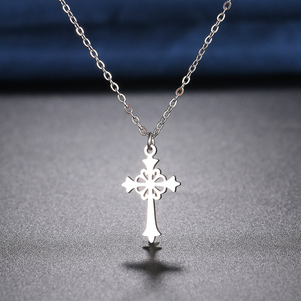 Stainless Steel Necklaces Vintage Style Cross Pendants Chain Choker Jewellery Necklace For Women Jewelry Wedding Gifts