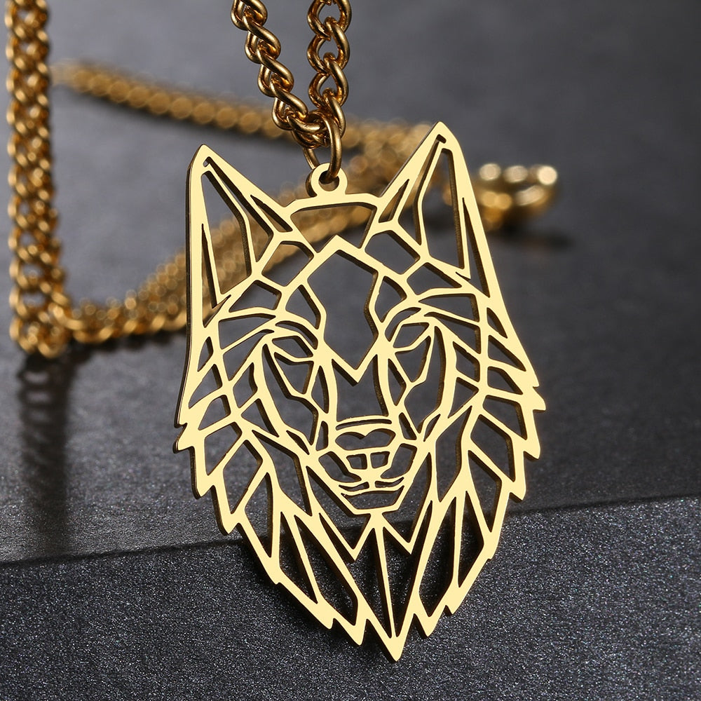 Stainless Steel Necklaces Wolf Head Animal Hip Hop Pendants Men's Chain Choker Sweater Necklace For Women Jewelry Party Gifts