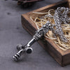 Stainless Steel Nordic Viking Dragon Cross necklace with wooden box as gift