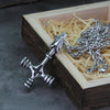 Stainless Steel Nordic Viking Dragon Cross necklace with wooden box as gift