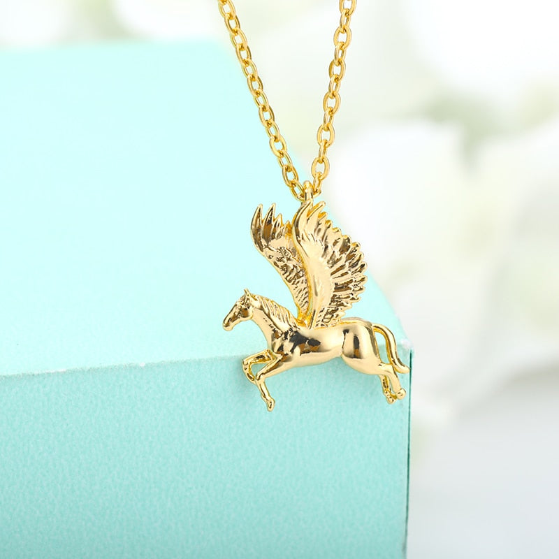Stainless Steel Pegasus Necklace For Women Men Goth Gold Color Necklace Pendant 2023 Choker Boho Jewerly Christmas Gift