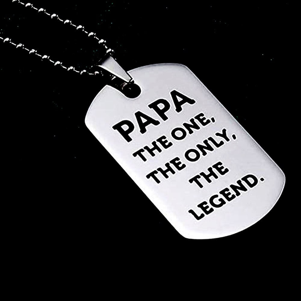 Stainless Steel Pendant PaPa the one, the only, the legend Men  Necklaces Jewelry Gift For Dad