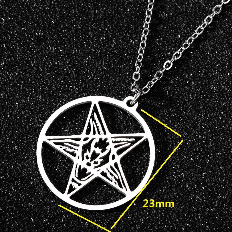 Stainless Steel Pentagram Steampunk Satan Fork Necklaces Hidden Devil Chokers  Jewelry for Women Men Vintage Hero Symbol