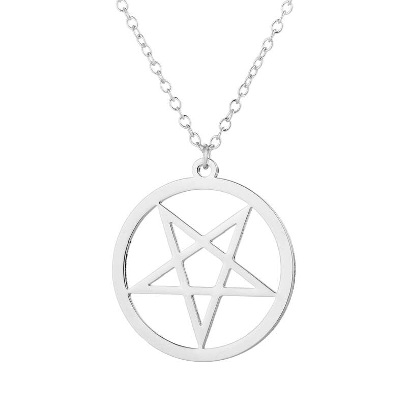 Stainless Steel Pentagram Steampunk Satan Fork Necklaces Hidden Devil Chokers  Jewelry for Women Men Vintage Hero Symbol