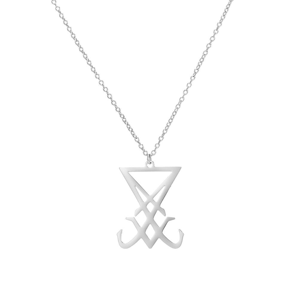 Stainless Steel Pentagram Steampunk Satan Fork Necklaces Hidden Devil Chokers  Jewelry for Women Men Vintage Hero Symbol