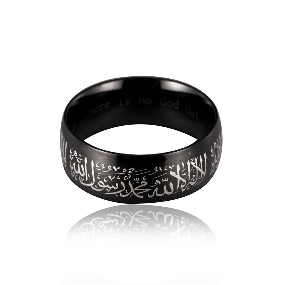 Stainless Steel Ring Men Women jewelry Arab Muslim Islam Allah God Messager Black Gold Silver Color Muhammad Quran Middle