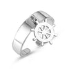 Stainless Steel Ring Silverly Color With the Rudder Ring For Women Friendship Punk Round Geometric Open  Rings Party Jewelry