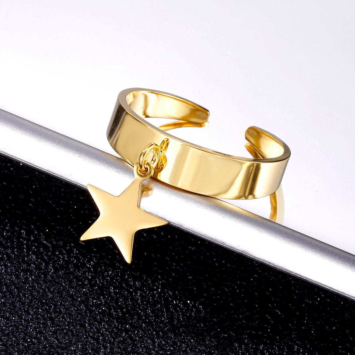 Stainless Steel Rings for Women Female Gold Silvery Star Charm Adjustable Wedding Rings 2022 Trend Jewelry Gifts