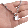 Stainless Steel Silver Color Pad Lock Pendant Long Necklace Brand Rolo Cable Chain Necklace Women Collar  Jewelry  Choker
