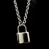 Stainless Steel Silver Color Pad Lock Pendant Long Necklace Brand Rolo Cable Chain Necklace Women Collar  Jewelry  Choker