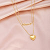 Stainless Steel Simple Heart Opal Gold Plated ECG Pendant Titanium Steel Multilaye Necklace Women's All-match Jewelry Trend