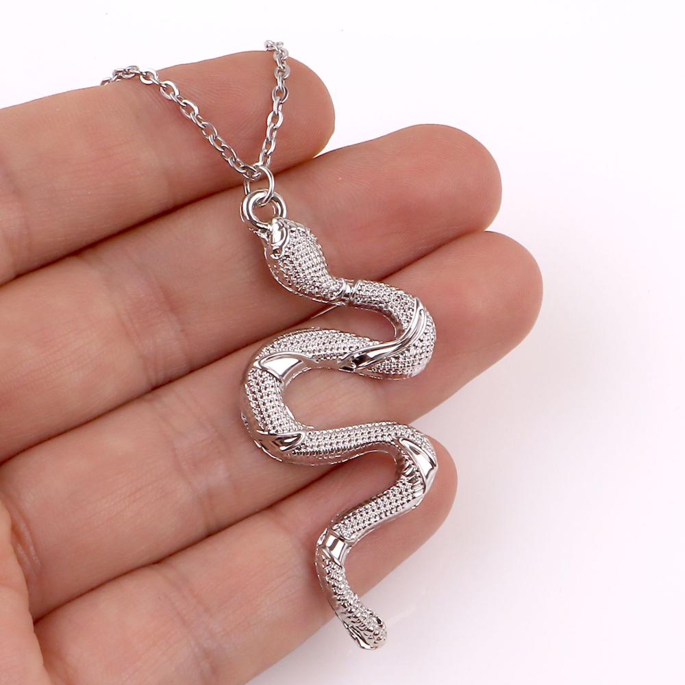Stainless Steel Snake Necklace For Women Animal Dangle Pendant Necklace Minimalist Style  Female Animal Jewelry Gift
