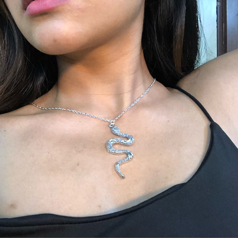 Stainless Steel Snake Necklace For Women Animal Dangle Pendant Necklace Minimalist Style  Female Animal Jewelry Gift