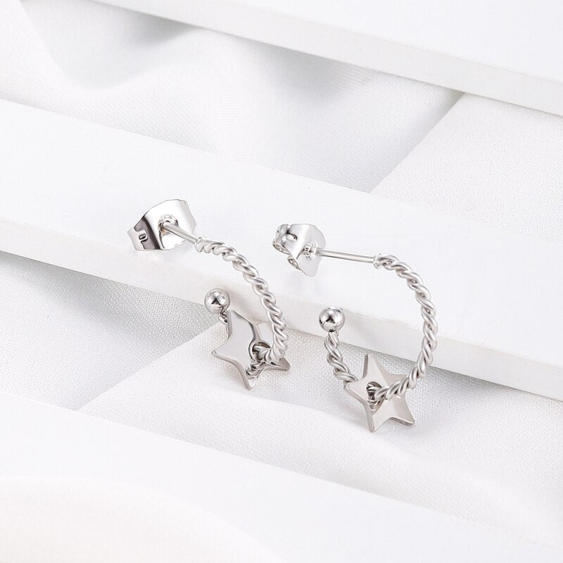 Stainless Steel Star Earrings Gold Color Korean Earrings For Women Lover Trendy Jewelry Accessories Gift  2022